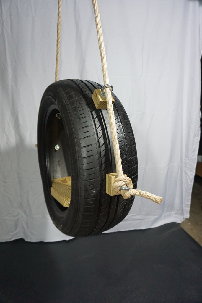 Recycled, Old-Fashioned Tire Swing Side View