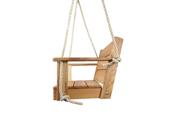  16" Red Oak Wood Rope Chair Swing