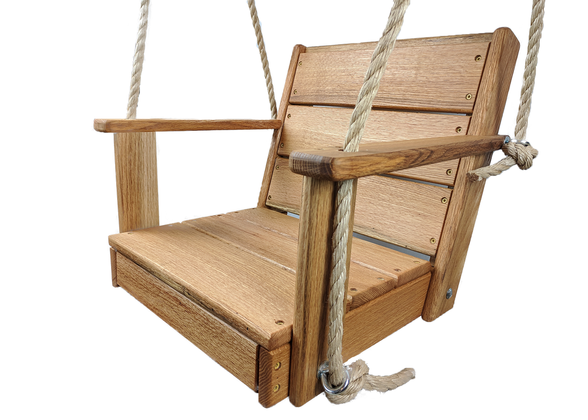  16" Red Oak Wood Rope Chair Swing