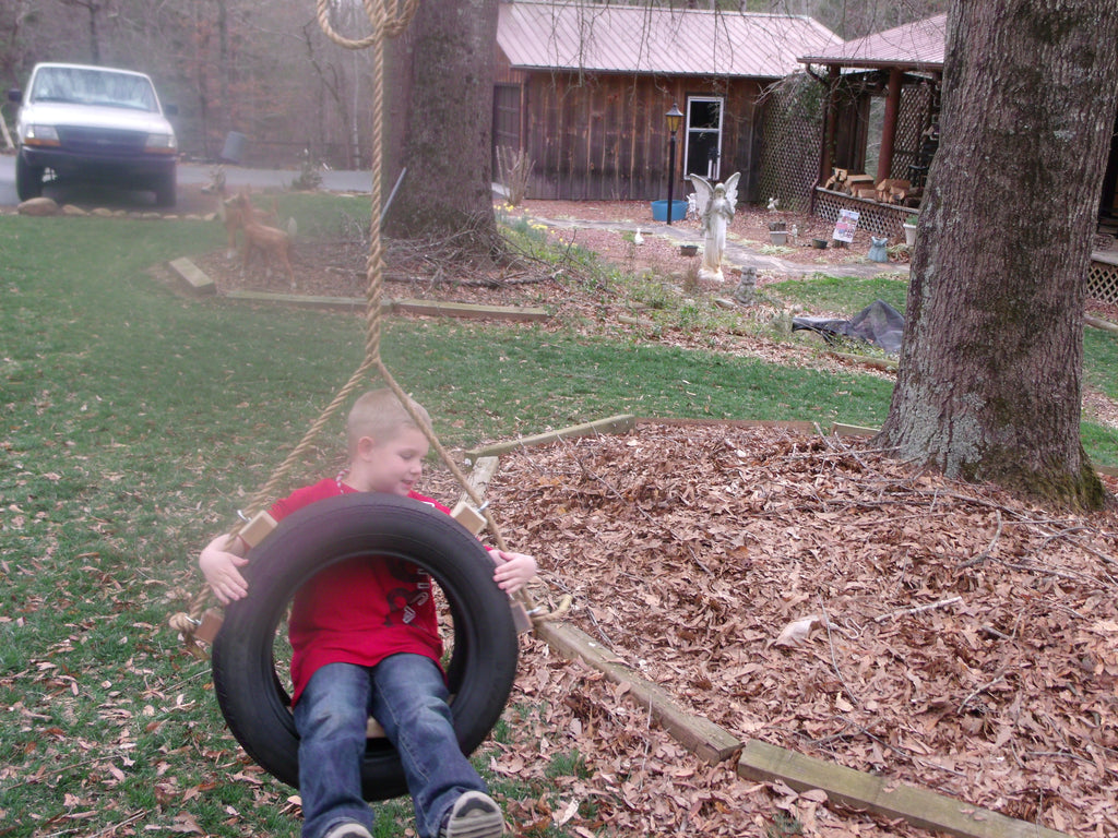 Recycled, Old-Fashioned Kids Tire Swing 